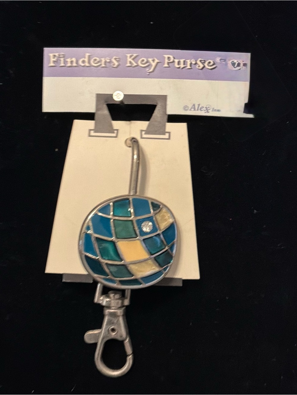 Finders Key Purse Rainbow Mosaic Teal Yellow Purse Hook